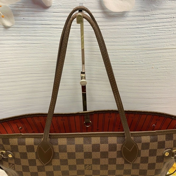 Louis Vuitton Neverfull MM Damier Ebene Cherry Red Tote Shoulder Bag(SP2068) - Picture 3 of 12